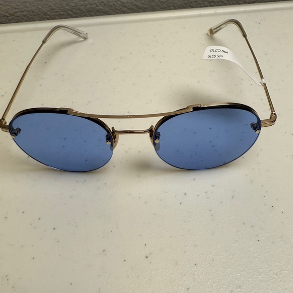 New Garrett Light Blue Lens Sunglasses Beaumont GLCO Round Shape - Picture 9 of 9